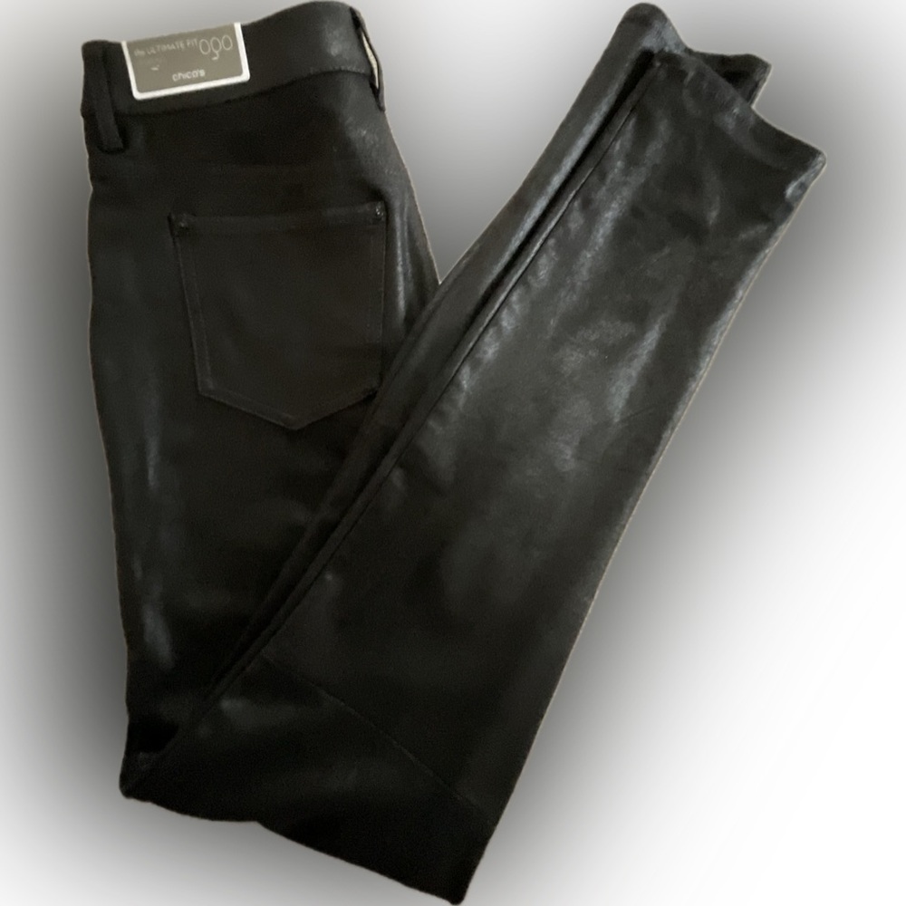 Chico’s Knit Faux Suede Pant Fashion Black - Ultimate Fit Jegging - Sz 000